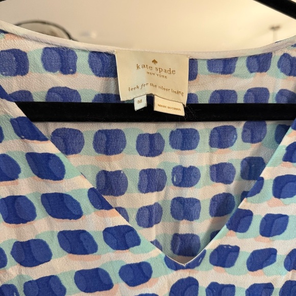 Kate Spade New York Blue Dot Print Sleeveless Tie Waist Midi Dress Size M - Picture 3 of 6
